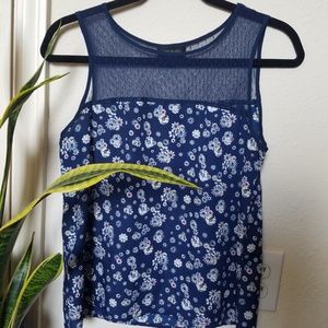 Jason Wu Navy Floral Sleeveless Blouse